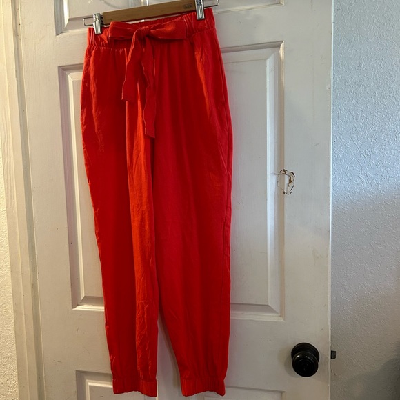 Zara Pants - Zara Red Tie-Waist Track Joggers